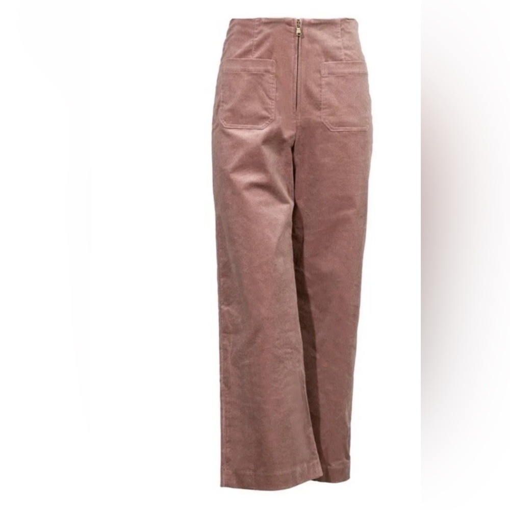Veronica Beard Jiva cropped cotton-blend corduroy wide-leg pants Mauvewood 8 - Picture 4 of 14